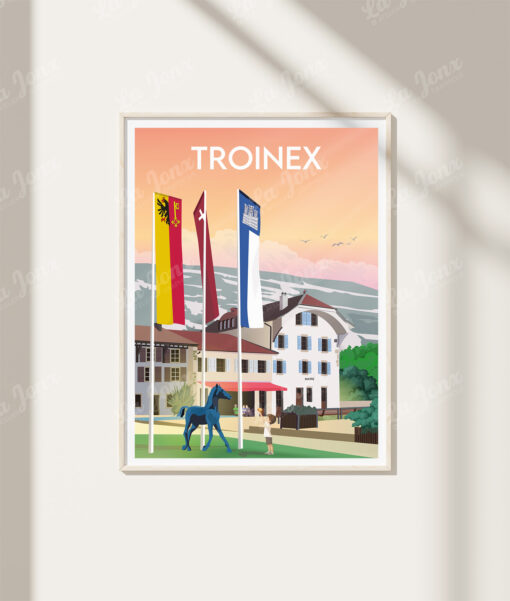Poster von Troinex, Schweiz, perfekt zum Verschenken in einem Umschlag und ohne Rahmen