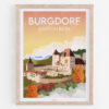 Affiche de Burgdorf, présentée dans un cadre en bois