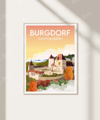 Affiche de Burgdorf, cadeau original, sur un mur