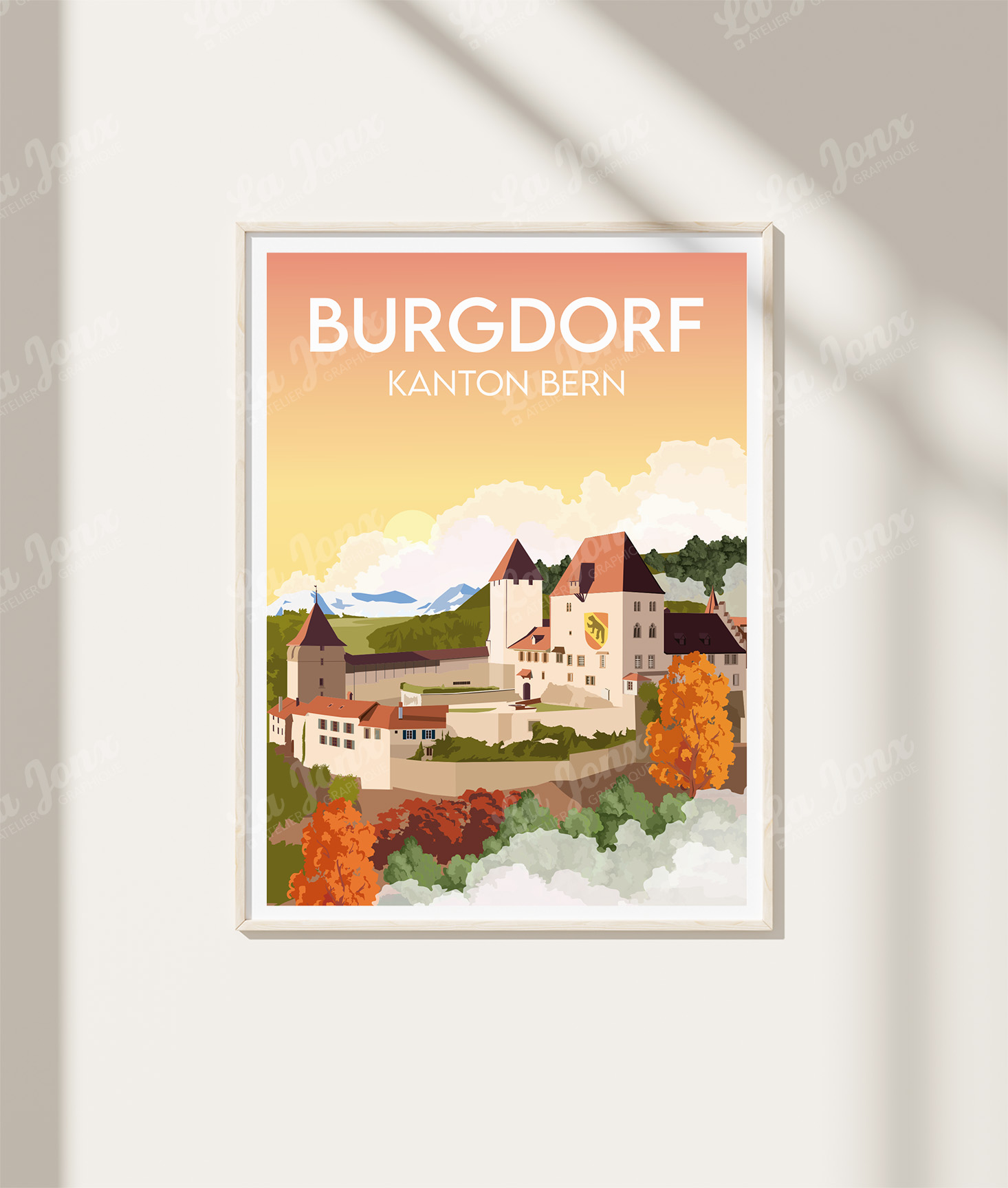 Affiche de Burgdorf, cadeau original, sur un mur
