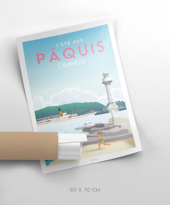 Poster of L'été aux Pâquis, Switzerland, perfect for gift-wrapping and unframed.