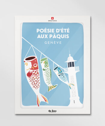 Affiche de Poésie d'été, Suisse, parfaite pour offrir sous enveloppe et sans cadre