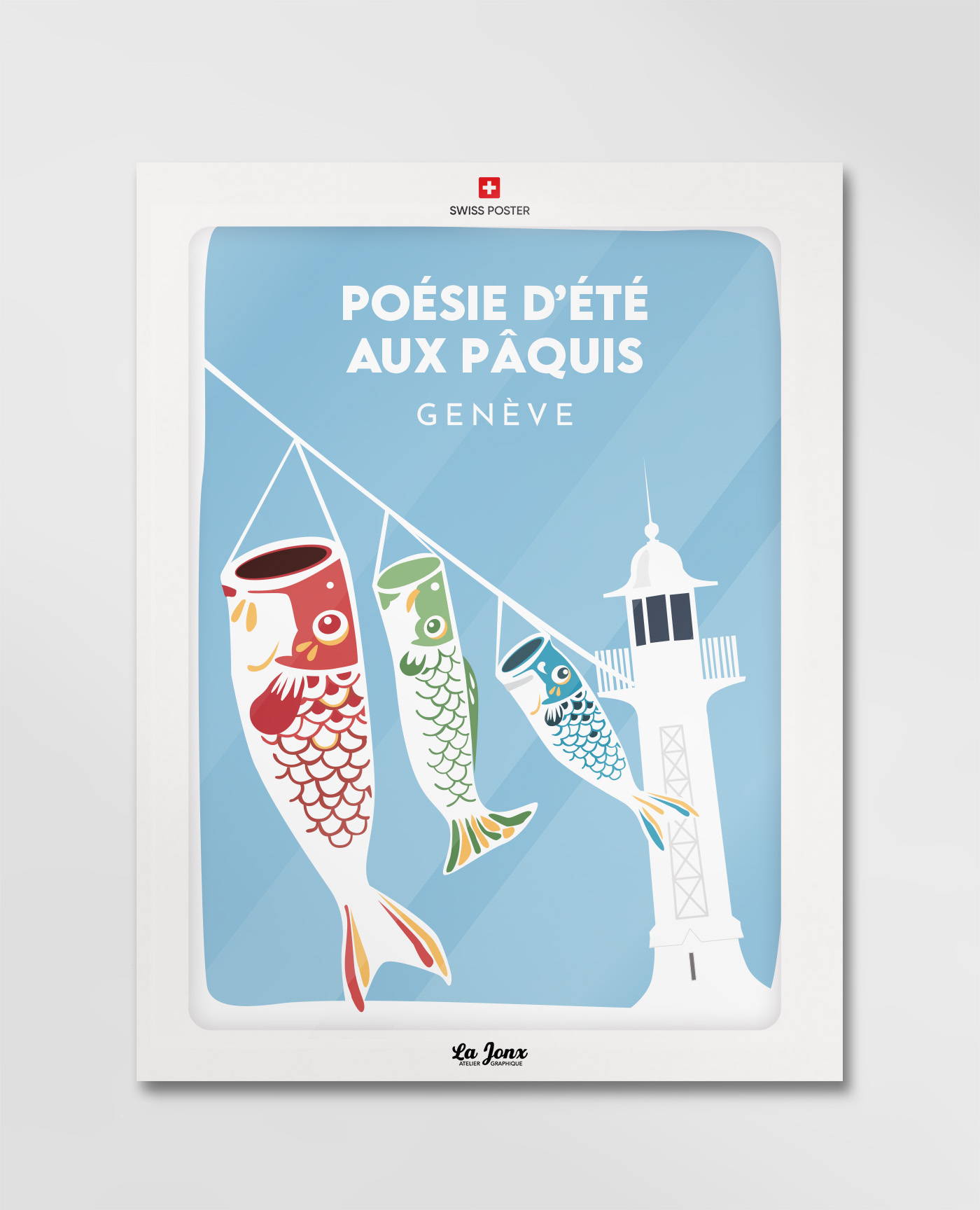 Affiche de Poésie d'été, Suisse, parfaite pour offrir sous enveloppe et sans cadre
