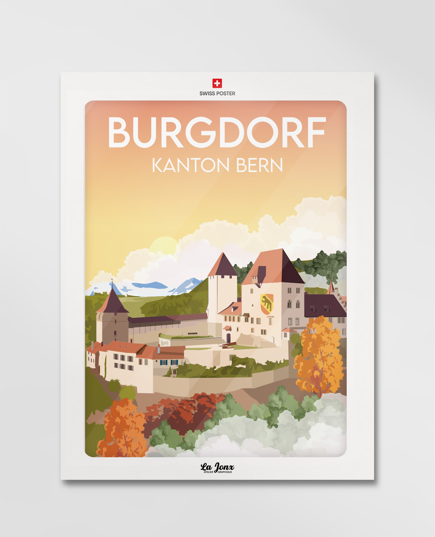 Affiche de Burgdorf, Suisse, parfaite pour offrir sous enveloppe et sans cadre