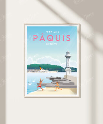 L'été aux Pâquis poster, original gift, on a wall